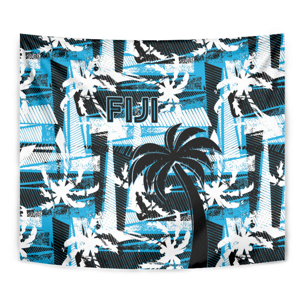Fijian Rugby Tapestry Grunge Palm Stylized