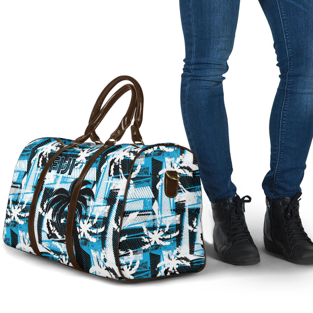 Fijian Rugby Travel Bag Grunge Palm Stylized