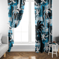 Fijian Rugby Window Curtain Grunge Palm Stylized