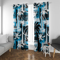 Fijian Rugby Window Curtain Grunge Palm Stylized