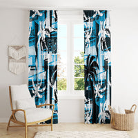 Fijian Rugby Window Curtain Grunge Palm Stylized