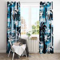 Fijian Rugby Window Curtain Grunge Palm Stylized