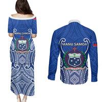 Samoa Rugby Couples Matching Puletasi Dress and Long Sleeve Button Shirts Manu Samoa Go 2023 World Cup LT01 - Polynesian Pride
