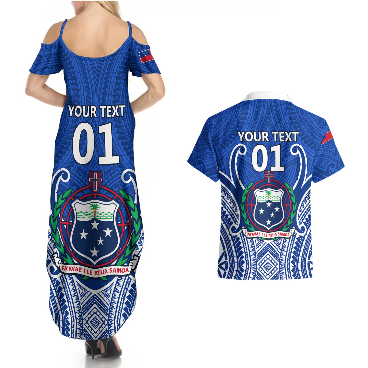 Custom Samoa Rugby Couples Matching Summer Maxi Dress and Hawaiian Shirt Manu Samoa Go 2023 World Cup LT01 - Polynesian Pride