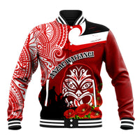 New Zealand ANZAC Waitangi Day Baseball Jacket Lest We Forget Soldier Tiki Maori Style LT03 Unisex Red - Polynesian Pride