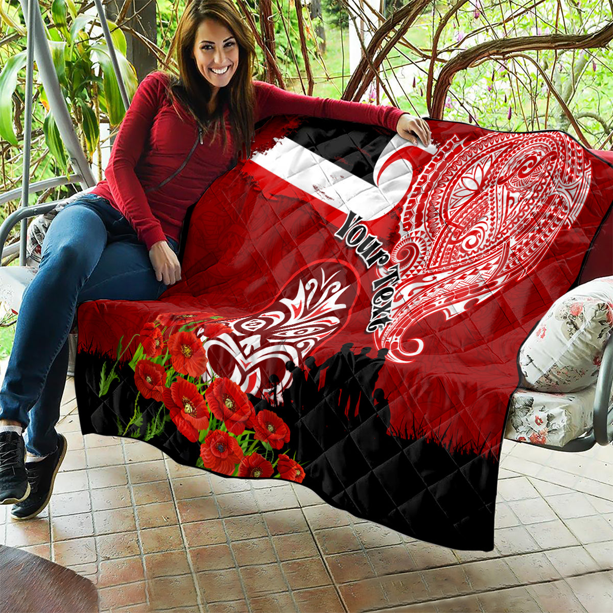 New Zealand ANZAC Waitangi Day Quilt Lest We Forget Soldier Tiki Maori Style LT03 - Polynesian Pride