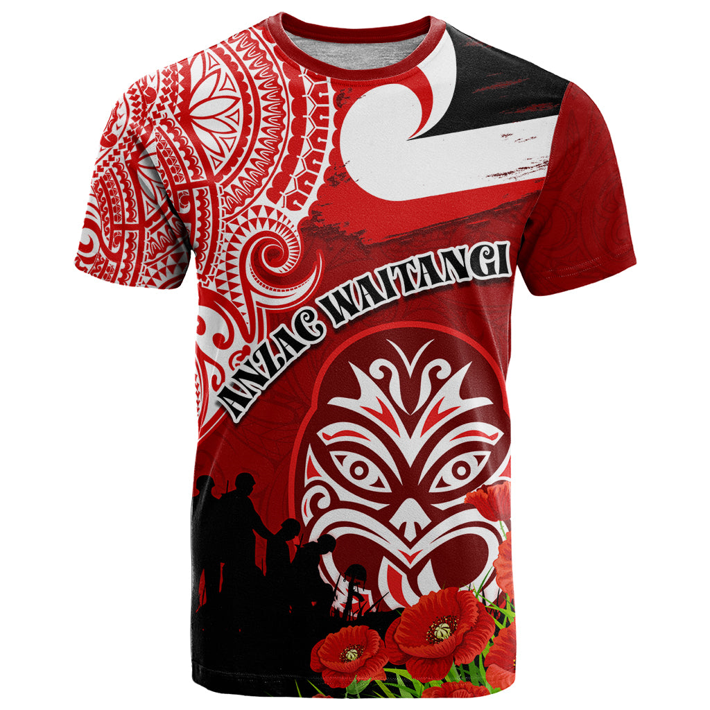 New Zealand ANZAC Waitangi Day T Shirt Lest We Forget Soldier Tiki Maori Style LT03 Red - Polynesian Pride