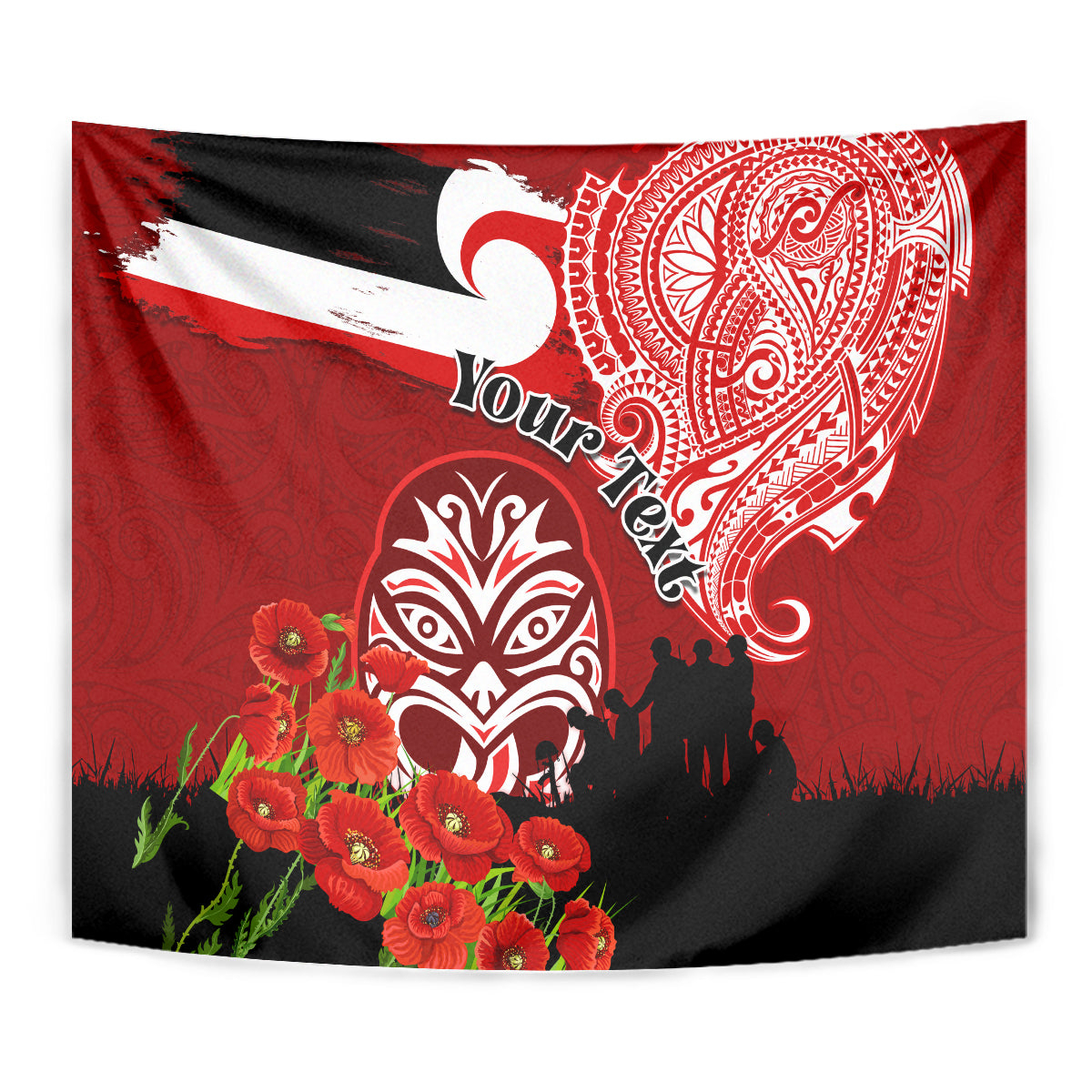New Zealand ANZAC Waitangi Day Tapestry Lest We Forget Soldier Tiki Maori Style LT03 - Polynesian Pride
