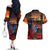 New Zealand Tui Bird Soldier ANZAC Couples Matching Off The Shoulder Long Sleeve Dress and Hawaiian Shirt Lest We Forget LT03
