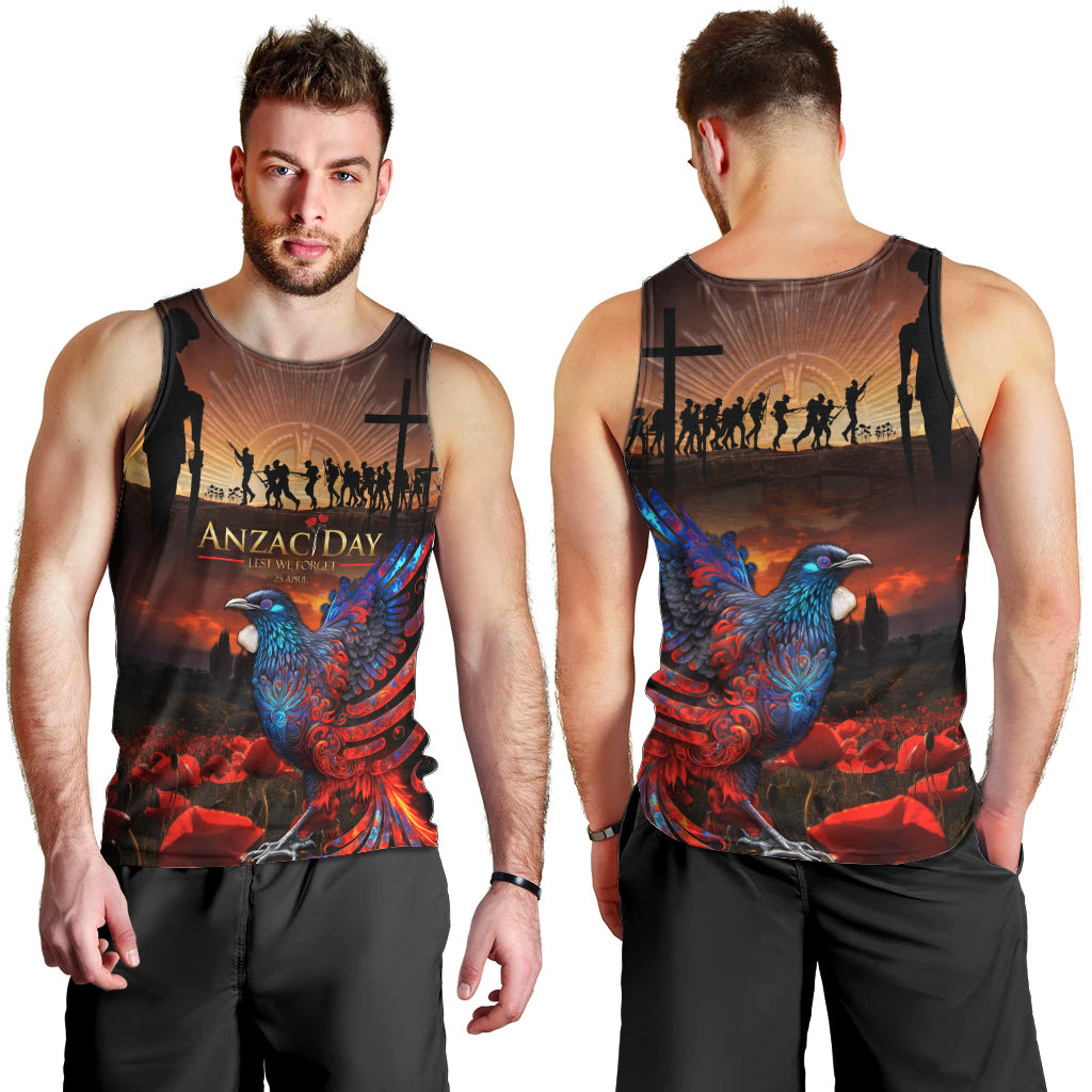 New Zealand Tui Bird Soldier ANZAC Men Tank Top Lest We Forget LT03