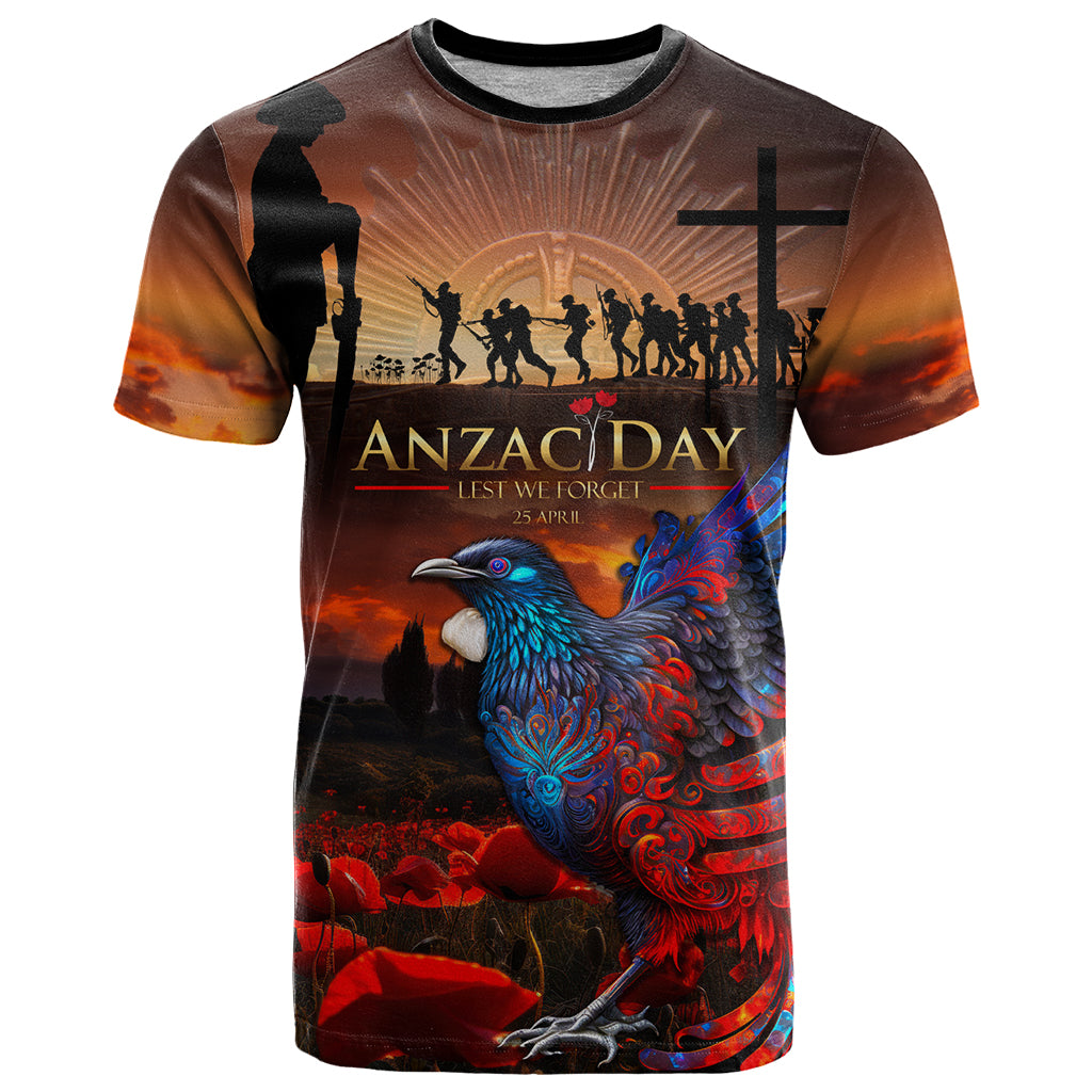 New Zealand Tui Bird Soldier ANZAC T Shirt Lest We Forget LT03