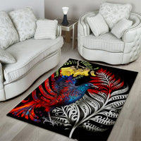 New Zealand Kohwhai Tui Bird Area Rug Silver Fern Version LT03 - Polynesian Pride