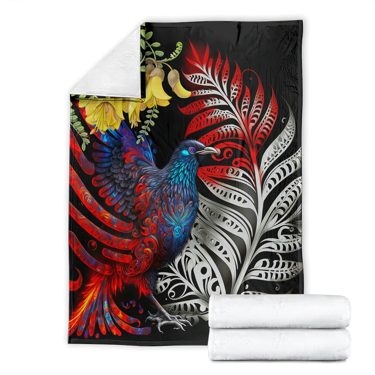 New Zealand Kohwhai Tui Bird Blanket Silver Fern Version LT03 - Polynesian Pride