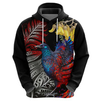 New Zealand Kohwhai Tui Bird Hoodie Silver Fern Version LT03 - Polynesian Pride