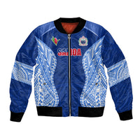 Custom Manu Samoa Rugby Bomber Jacket Polynesian Tattoo LT03 Unisex Blue - Polynesian Pride