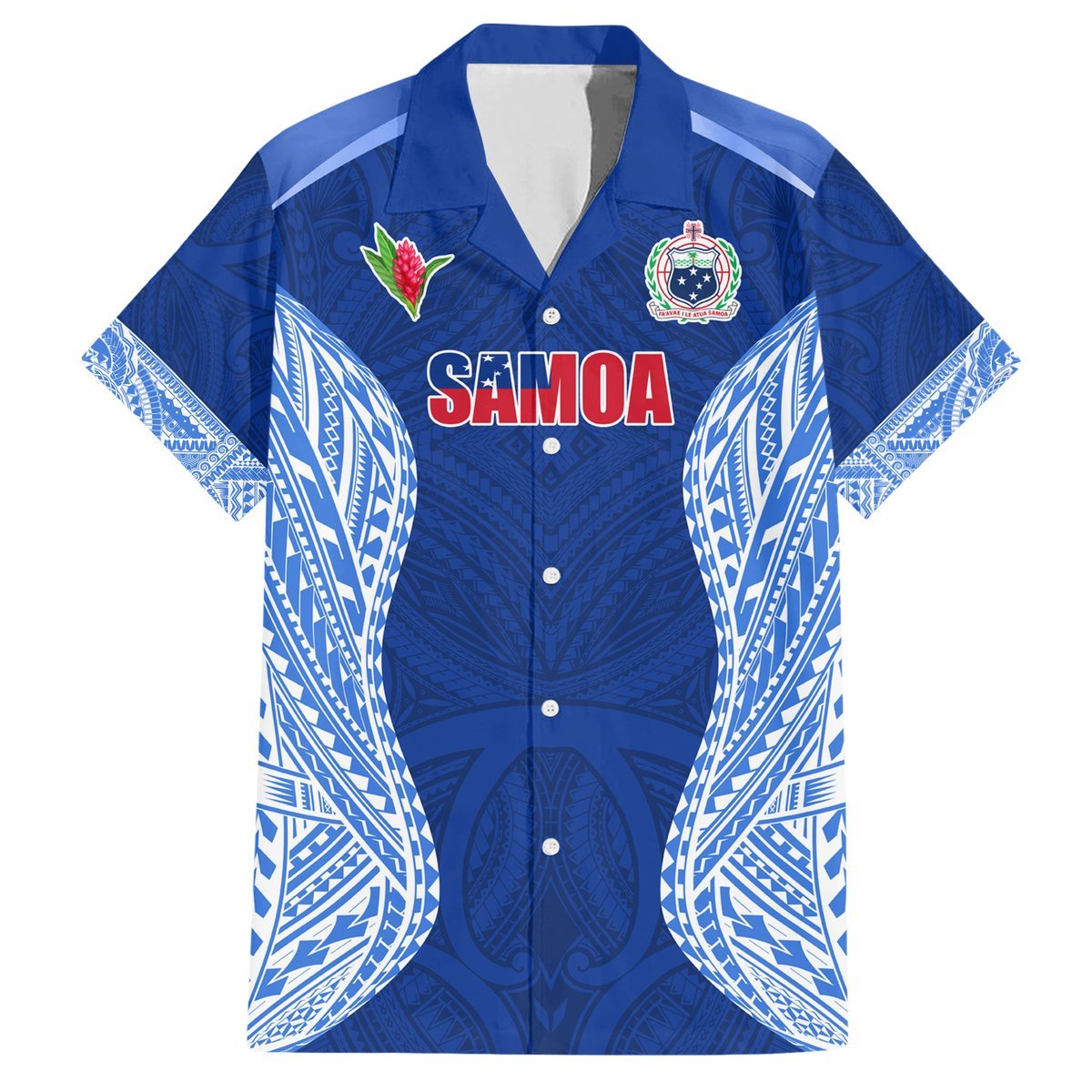 Custom Manu Samoa Rugby Hawaiian Shirt Polynesian Tattoo LT03 Blue - Polynesian Pride