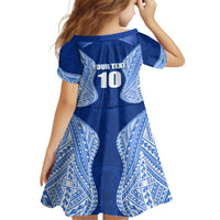 Custom Manu Samoa Rugby Kid Short Sleeve Dress Polynesian Tattoo LT03 - Polynesian Pride