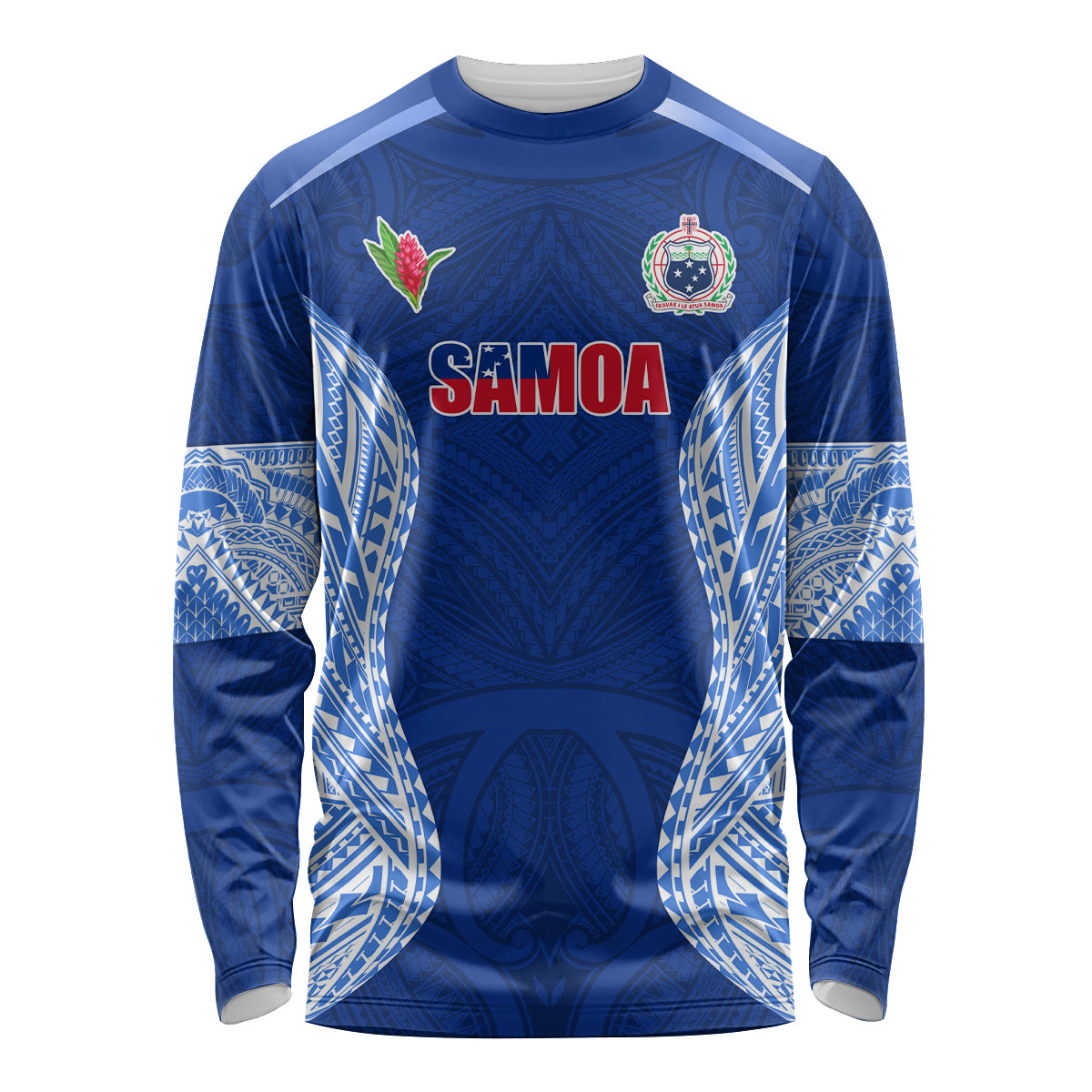 Custom Manu Samoa Rugby Long Sleeve Shirt Polynesian Tattoo LT03 Unisex Blue - Polynesian Pride