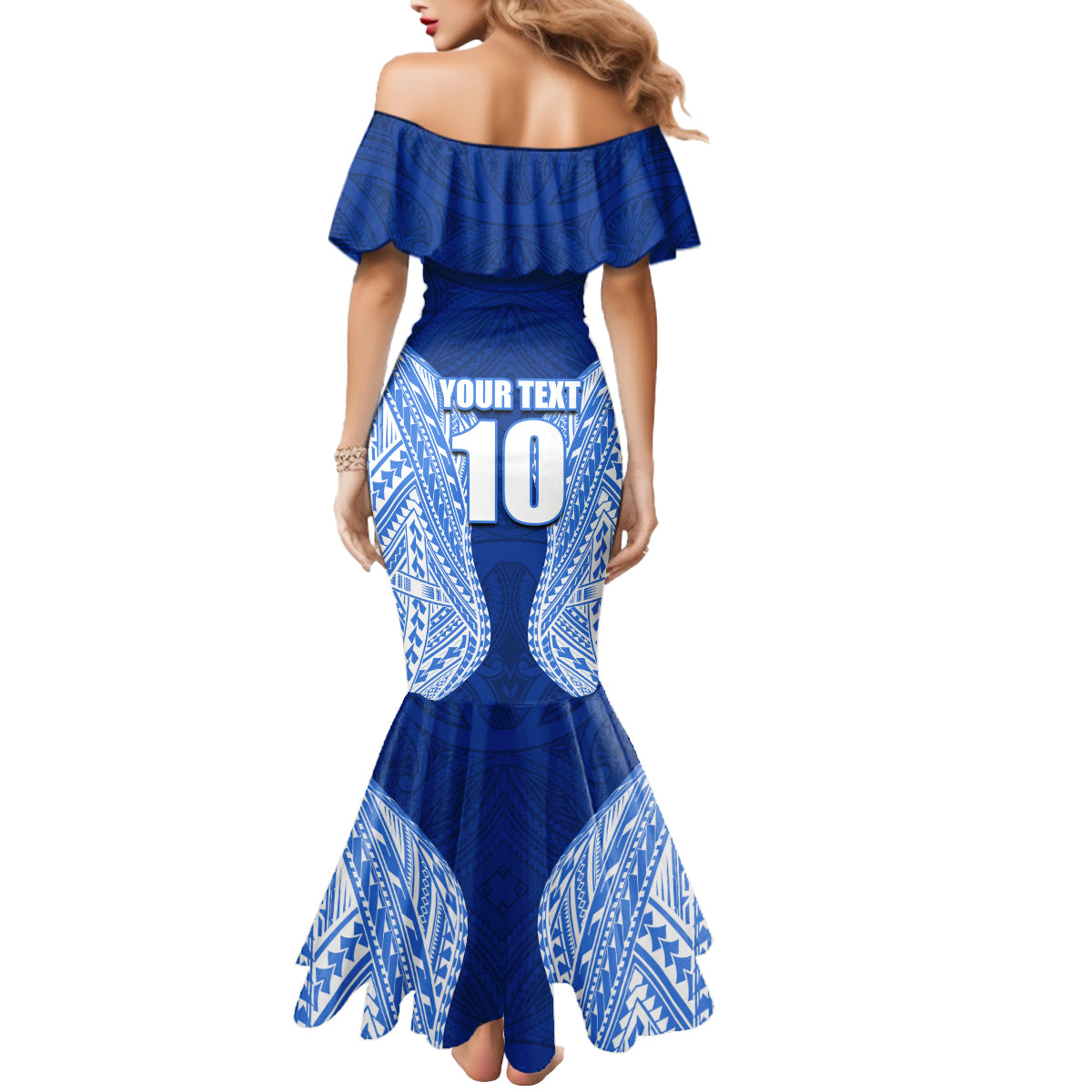 Custom Manu Samoa Rugby Mermaid Dress Polynesian Tattoo LT03