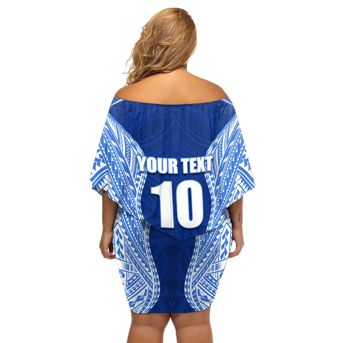 Custom Manu Samoa Rugby Off Shoulder Short Dress Polynesian Tattoo LT03 - Polynesian Pride