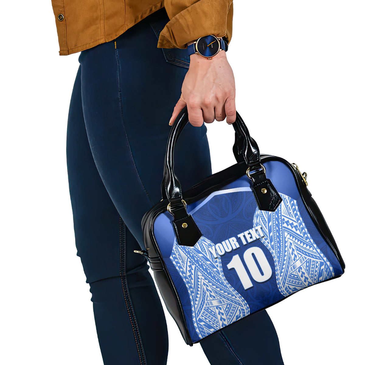 Custom Manu Samoa Rugby Shoulder Handbag Polynesian Tattoo