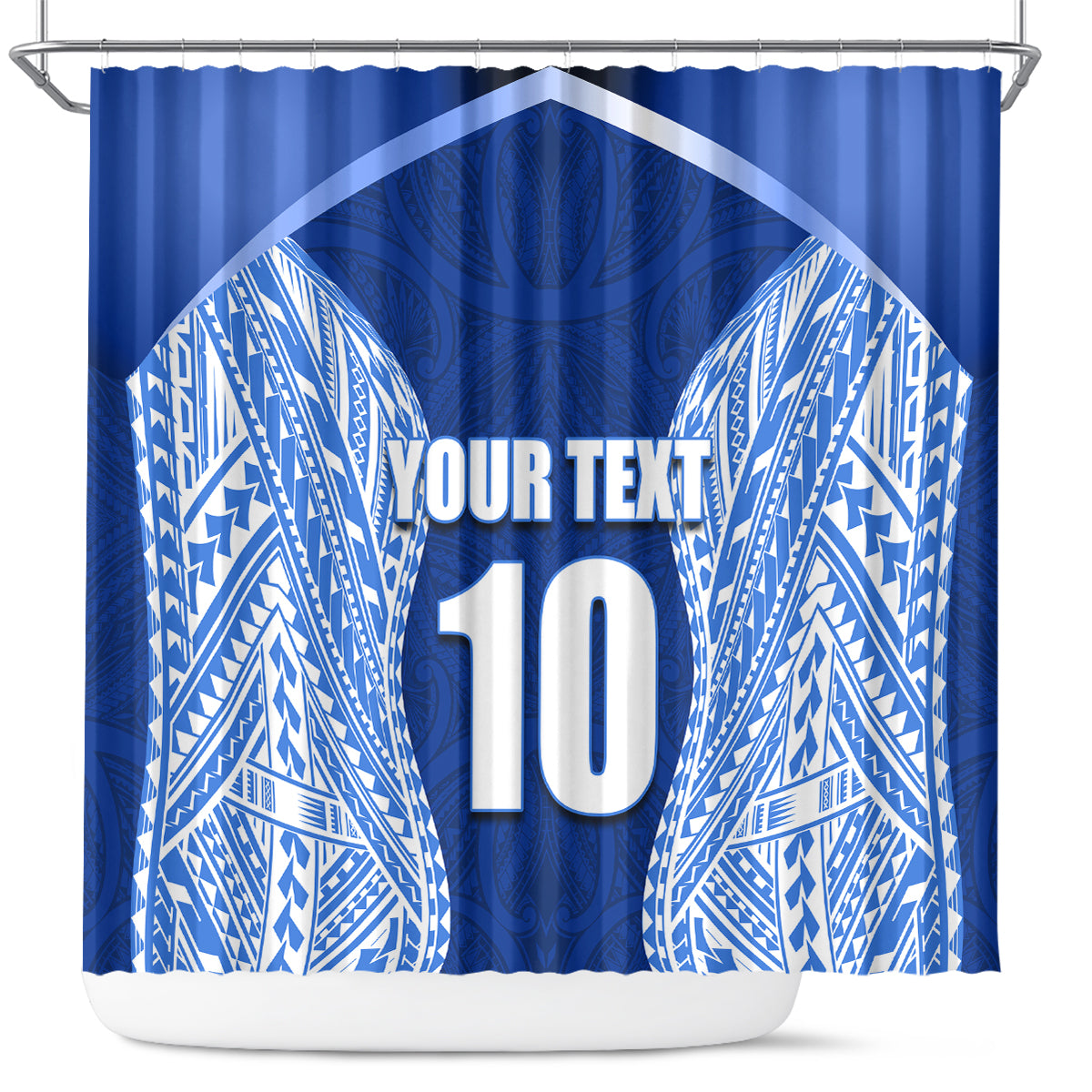 Custom Manu Samoa Rugby Shower Curtain Polynesian Tattoo LT03 Blue - Polynesian Pride