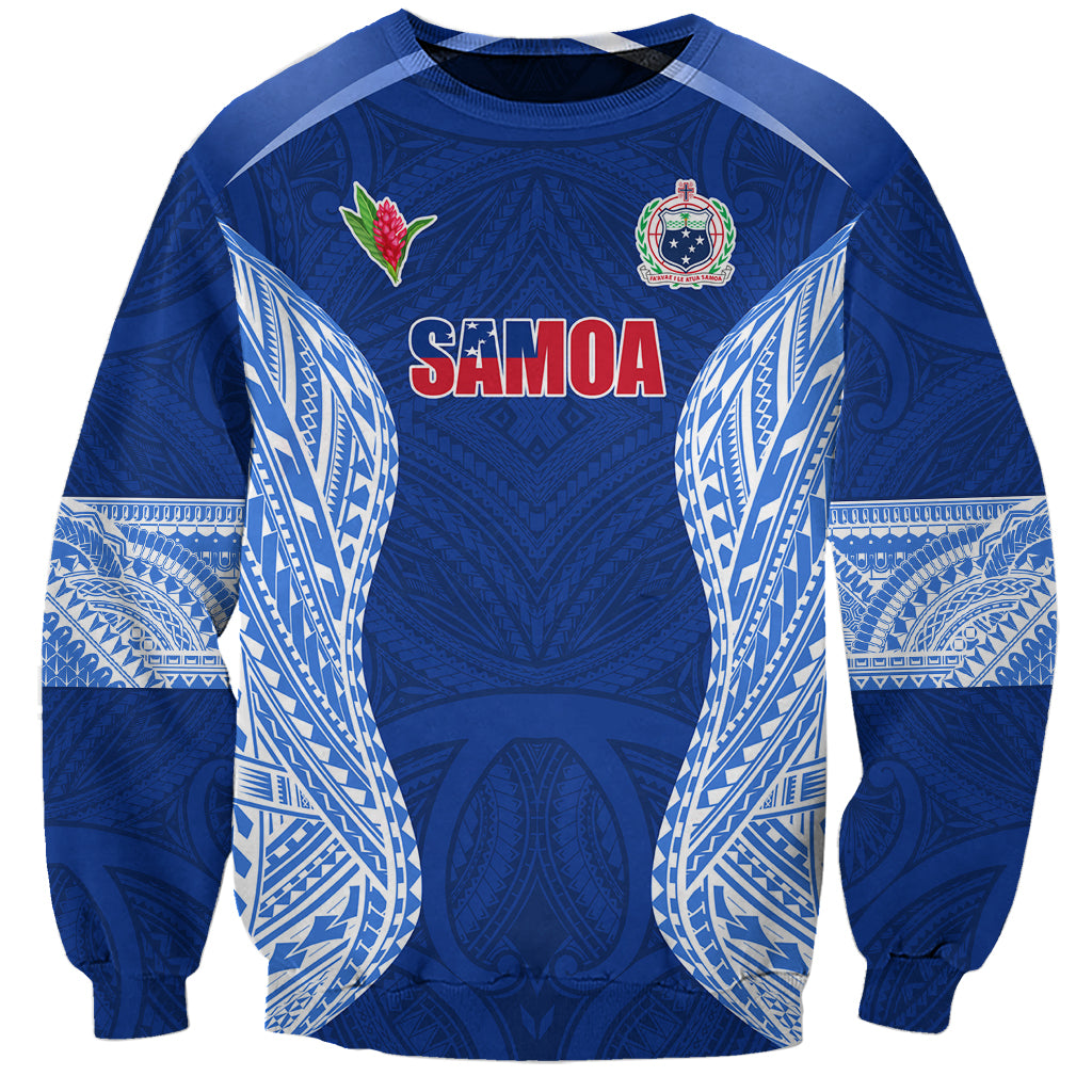 Custom Manu Samoa Rugby Sweatshirt Polynesian Tattoo LT03 Unisex Blue - Polynesian Pride