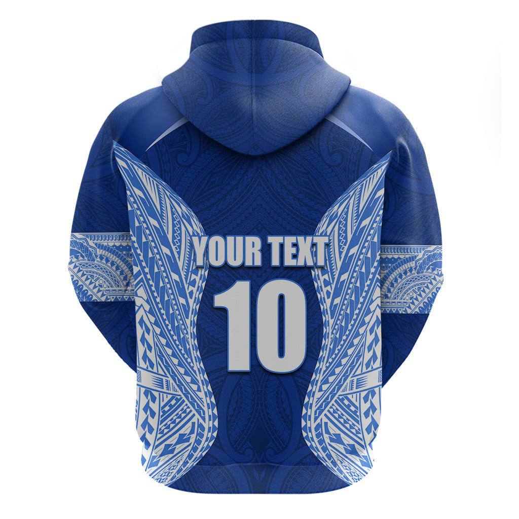 Custom Manu Samoa Rugby Zip Hoodie Polynesian Tattoo LT03