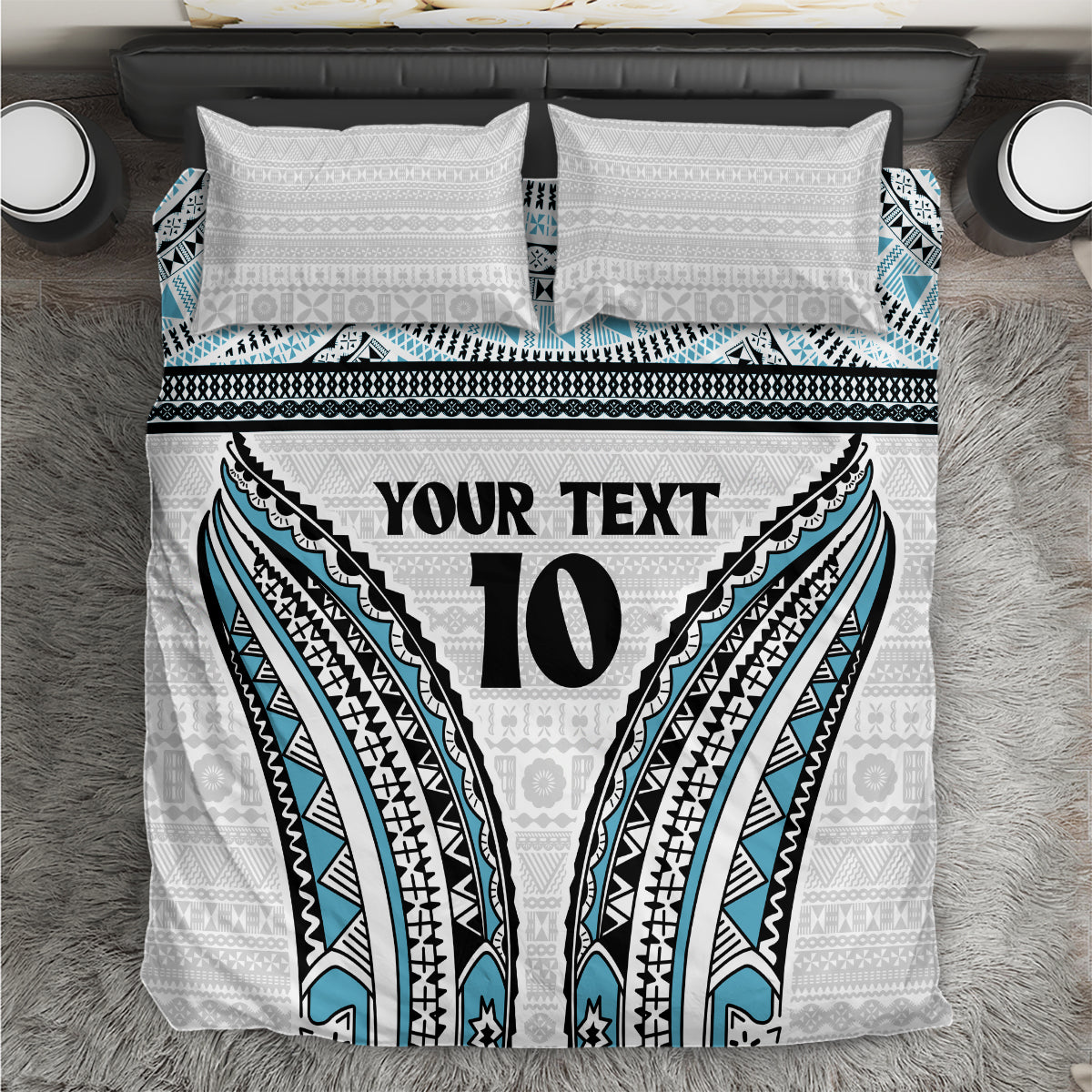 Custom Flying Fijians Rugby Bedding Set Tapa Tribal Cloth