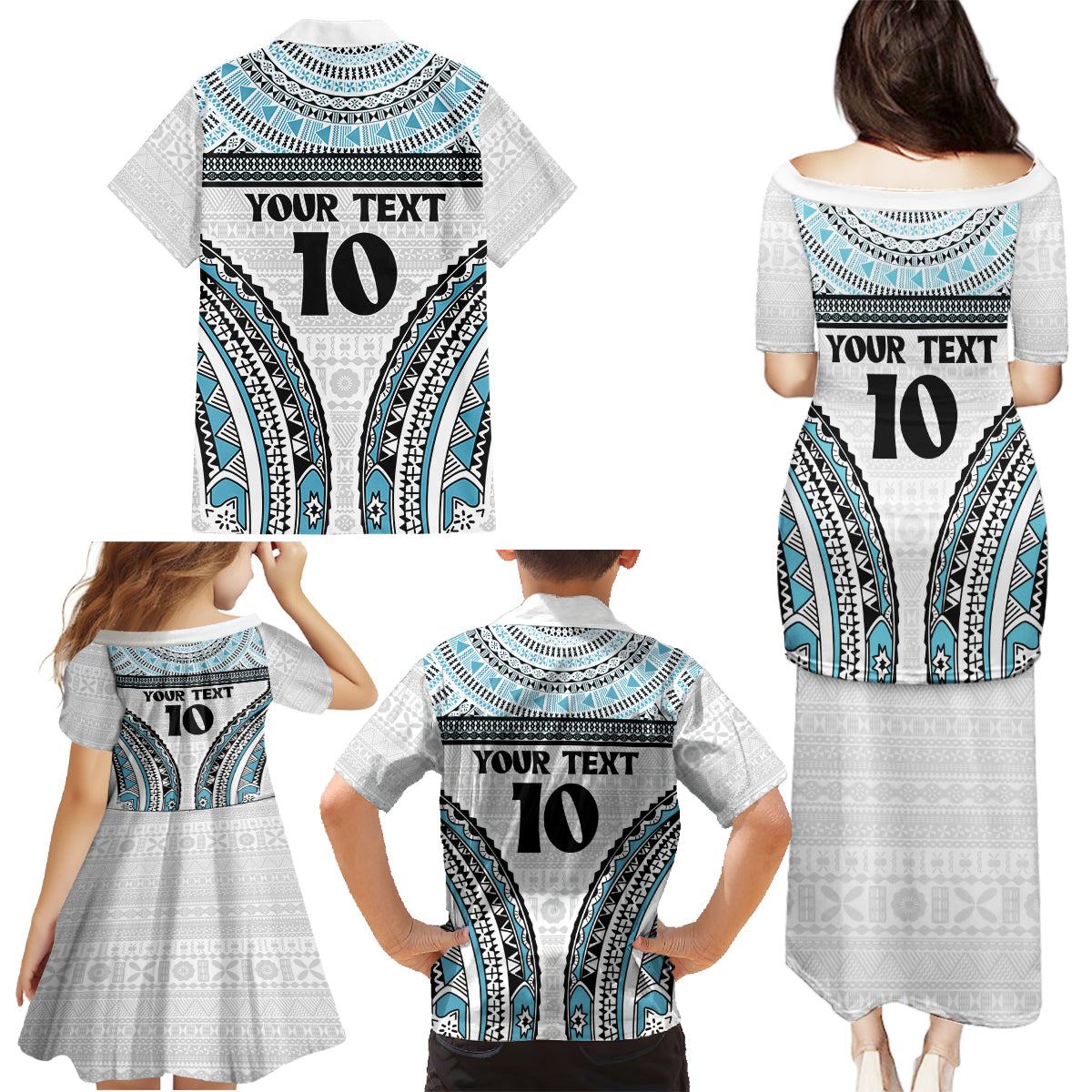 Custom Flying Fijians Rugby Family Matching Puletasi and Hawaiian Shirt Tapa Tribal Cloth LT03 - Polynesian Pride