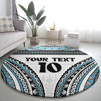 Custom Flying Fijians Rugby Round Carpet Tapa Tribal Cloth