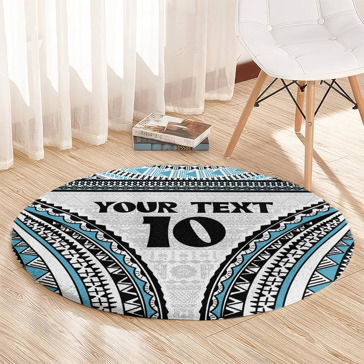 Custom Flying Fijians Rugby Round Carpet Tapa Tribal Cloth