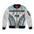 Custom Flying Fijians Rugby Sleeve Zip Bomber Jacket Tapa Tribal Cloth LT03 Unisex White - Polynesian Pride