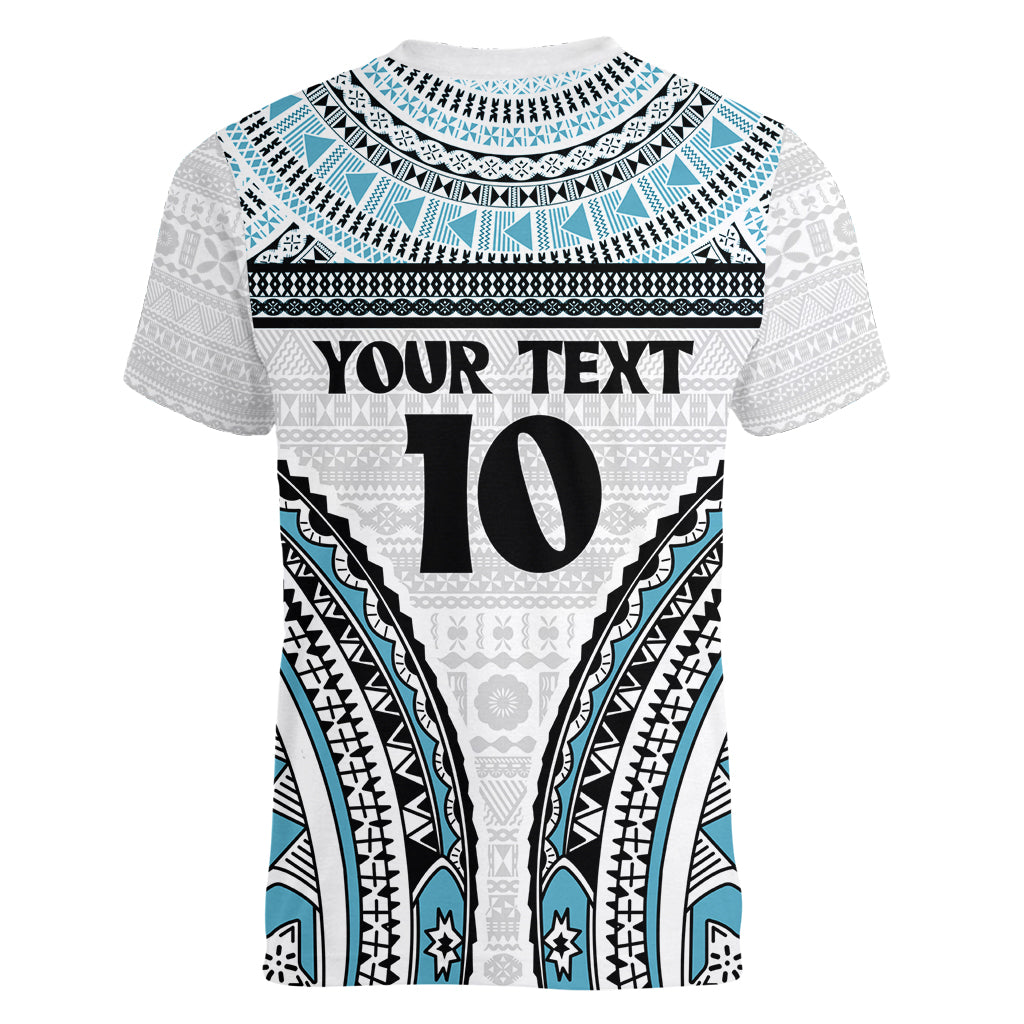 Custom Flying Fijians Rugby Women V Neck T Shirt Tapa Tribal Cloth LT03 - Polynesian Pride