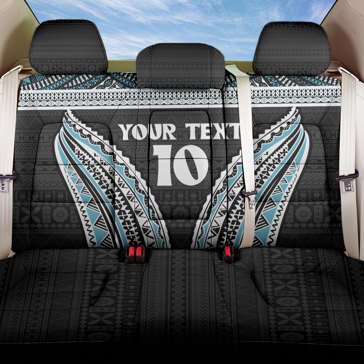 Custom Flying Fijians Rugby Back Car Seat Cover Tapa Tribal Cloth Black Color LT03