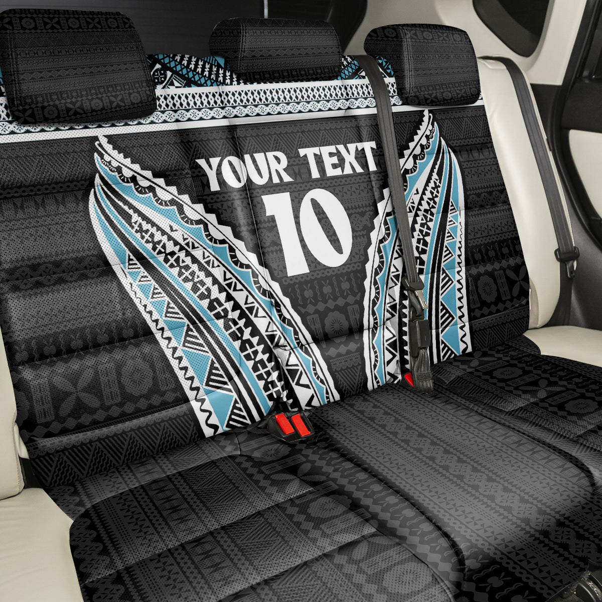 Custom Flying Fijians Rugby Back Car Seat Cover Tapa Tribal Cloth Black Color LT03