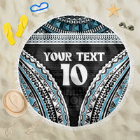 Custom Flying Fijians Rugby Beach Blanket Tapa Tribal Cloth Black Color LT03 One Size 150cm Black - Polynesian Pride