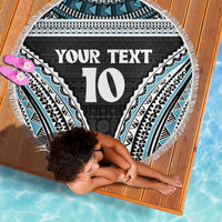 Custom Flying Fijians Rugby Beach Blanket Tapa Tribal Cloth Black Color LT03 - Polynesian Pride