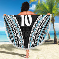 Custom Flying Fijians Rugby Beach Blanket Tapa Tribal Cloth Black Color LT03 - Polynesian Pride