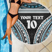 Custom Flying Fijians Rugby Beach Blanket Tapa Tribal Cloth Black Color LT03 - Polynesian Pride