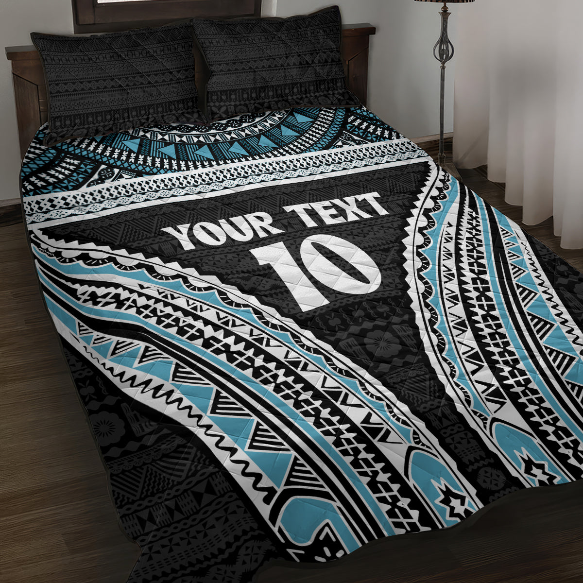 Custom Flying Fijians Rugby Quilt Bed Set Tapa Tribal Cloth Black Color LT03 Black - Polynesian Pride
