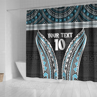 Custom Flying Fijians Rugby Shower Curtain Tapa Tribal Cloth Black Color
