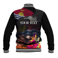 Kiribati Independence Day Baseball Jacket Frigatebird and Plumeria Hibiscus Flower