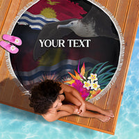 Personalised Kiribati Independence Day Beach Blanket Frigatebird and Plumeria Hibiscus Flower