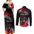 Kiribati Independence Day Couples Matching Off Shoulder Maxi Dress and Long Sleeve Button Shirt Frigatebird and Plumeria Hibiscus Flower