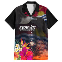 Kiribati Independence Day Family Matching Off Shoulder Short Dress and Hawaiian Shirt Frigatebird and Plumeria Hibiscus Flower