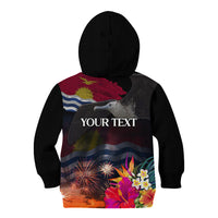 Kiribati Independence Day Kid Hoodie Frigatebird and Plumeria Hibiscus Flower