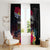 Personalised Kiribati Independence Day Window Curtain Frigatebird and Plumeria Hibiscus Flower