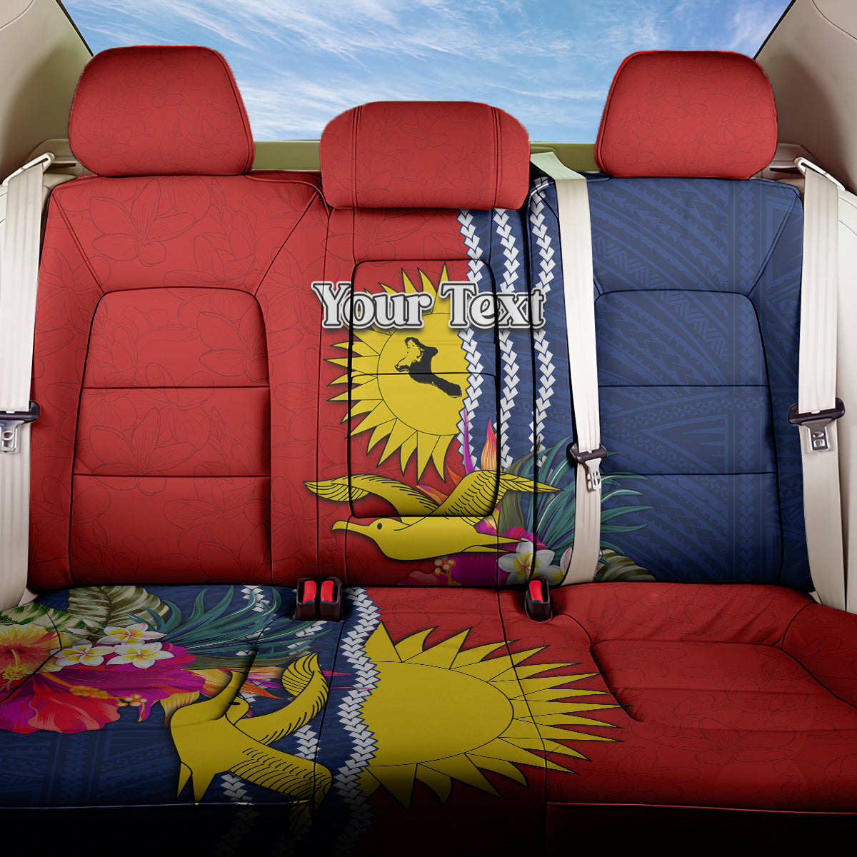 Personalised Kiribati Independence Day Back Car Seat Cover Kiribati Map With Flag Color