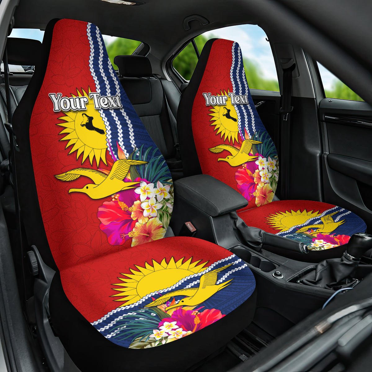 Personalised Kiribati Independence Day Car Seat Cover Kiribati Map With Flag Color